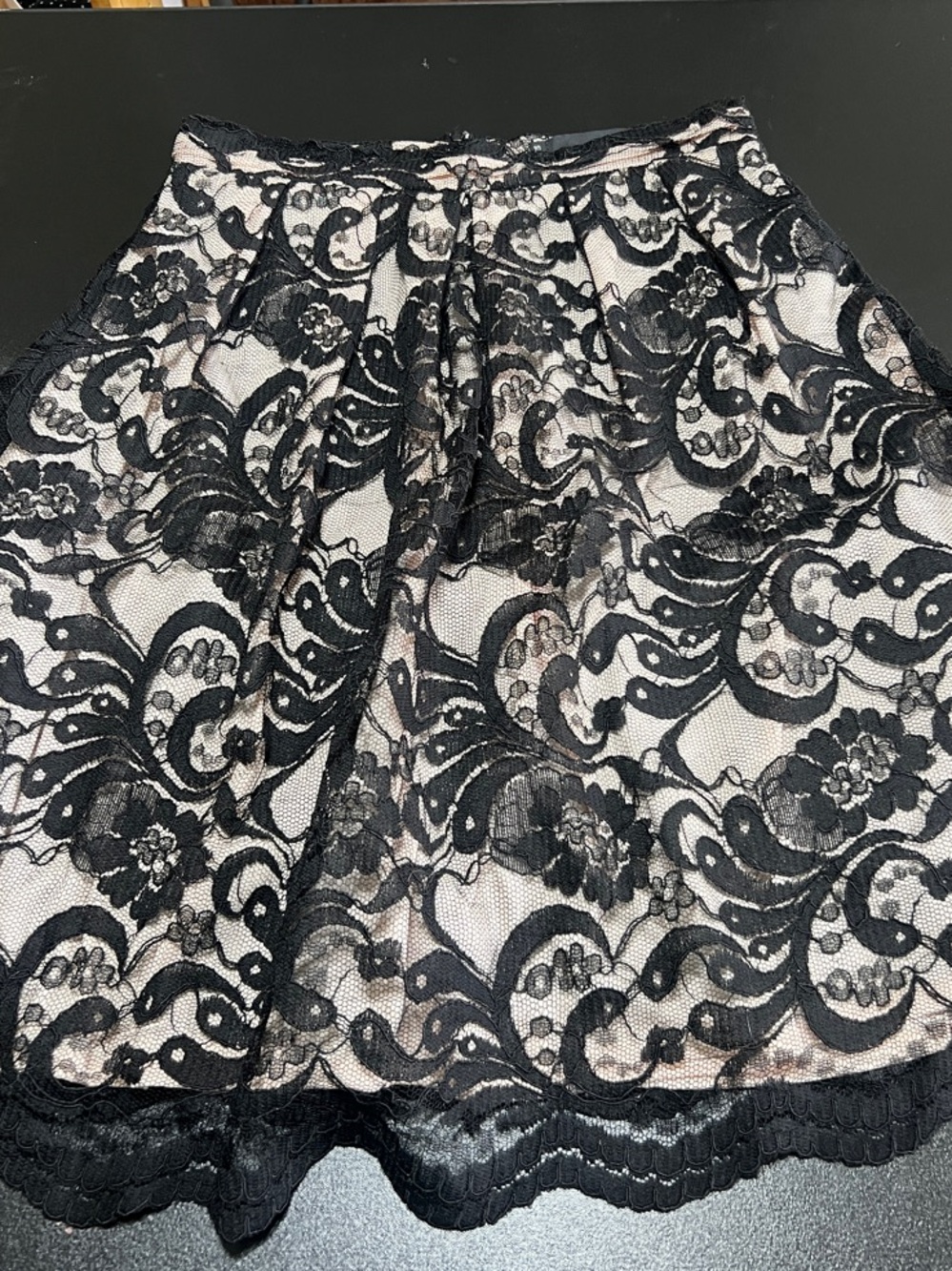 CHETTA B BLACK Lace Overlay A-Line Skirt - Brand